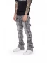 2025 New Trendy Men Jeans, European and American Fashionable Workwear with Patch, Elastic, Laminated and Slightly Flared Men Den
