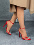 Ladies' Patent Leather Ankle-Strap Pointed-Toe Stiletto Sandals - Fashionable Party Sexy High-Heeled Sandals for Women