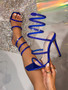 Liyke New Fashion Green Rhinestone Ankle Snake Twine Around Strap Sandals Women Party Prom Shoes Sexy Square Toe Stripper Heels