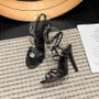 Sizes 35-42 French Fashion Open Toe Rhinestones Elegant Banquet Slim Heel Sandals