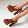 spring and autumn fashion High heels Women's shoes Solid PU Korean Style Platform Square toe Square heel heels women high 13cm