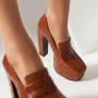spring and autumn fashion High heels Women's shoes Solid PU Korean Style Platform Square toe Square heel heels women high 13cm