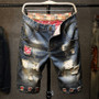 Plus size 7XL 6XL men's 2026 new style ripped denim shorts, men's summer fashion trend, versatile ripped denim mid-length pants