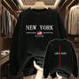 New York Fashion Printed O-Neck Hoodies for Men Spring Autumn Male Warm Long Sleeved T-shirts Urban Trend Casual Streetwear Tops