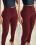 Women's Pants 2024 Spring Fashion Hook Front Liquid Gloss Sauna Sweat Pu Leather High Waist Casual Skinny Daily Long Leggings