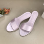 Fashion Silk Women Low Heels Slides Slippers Shoes Spring Summer Round Toe Ladies Heeled Slippers Shoes Female Sandals Pumps