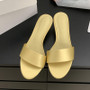 Fashion Silk Women Low Heels Slides Slippers Shoes Spring Summer Round Toe Ladies Heeled Slippers Shoes Female Sandals Pumps