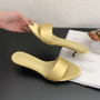 Fashion Silk Women Low Heels Slides Slippers Shoes Spring Summer Round Toe Ladies Heeled Slippers Shoes Female Sandals Pumps