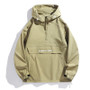 New Men Spring Autumn Waterproof Casual Versatile Top Japanese Korean Streetwear Fashion Loose Pullover Half Zip Hooded Jacket