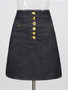 VGH Designer Solid Slimming Denim Skirts For Women High Waist Patchwork Button Spring Temperament Skirt Female Fashion Style New
