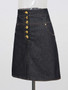 VGH Designer Solid Slimming Denim Skirts For Women High Waist Patchwork Button Spring Temperament Skirt Female Fashion Style New