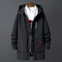 Korea Fashion Oversize 7XL 8XL 2024 Casual Men's Black Windbreaker Jackets Long Trench Coat For Spring Autumn Winter Clothes