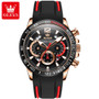 OLEVS 9936 New Silicone Blue Strap Multi-function Men Wristwatch Waterproof Quartz Sport Watch for Men Luminous Calendar Logo