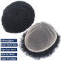 Afro Wave Hair Units for Men Full French Lace Hair Replacement Black Male Curly Afro Toupee African American Human Hair Men Wigs