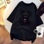 CGC Korean Fashion Women Oversized T-shirt Casual Bear Printing Short Sleeve Tees Summer Female Loose Tops Simple O-Neck T-shirt