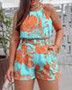 ANSZKTN Women  Popular Summer  Fashion element Printing Strapless Top 2 Pcs Shorts Set