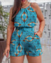 ANSZKTN Women  Popular Summer  Fashion element Printing Strapless Top 2 Pcs Shorts Set