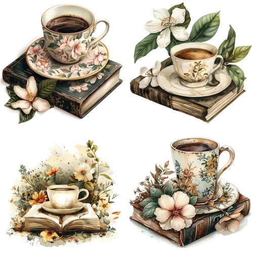 10 Pack Note Cards - Tea and Books 10 Pack Note Cards - Tea and Books