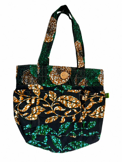 Our mega tote is spacious with lots of pockets. Big enough to get you through the workday or a weekend away!