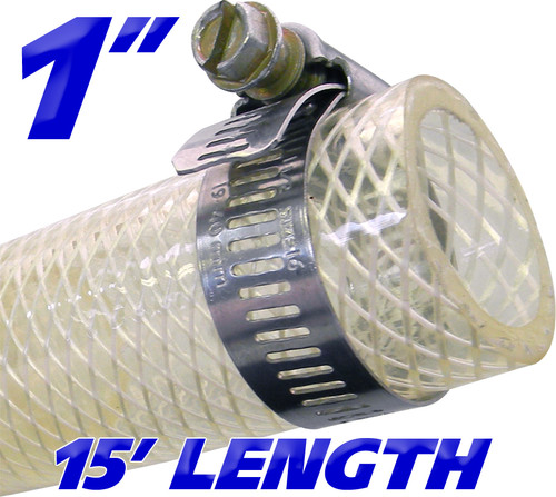 1 Inch Reinforced Clear Fuel Hose - 15 Foot Length (202037-15)
