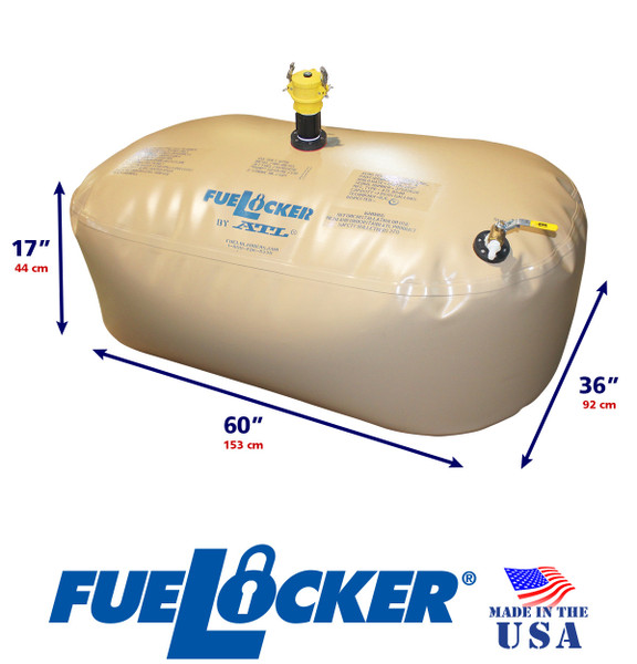 150 Gallon ALTERNATIVE CONFIGURATION ATL FueLocker Bladder With Filled Dimensions