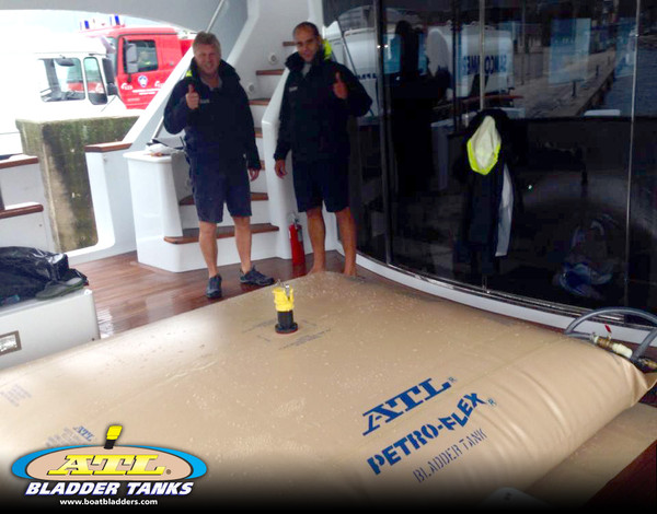 500 gallon ATL Petro-Flex on deck of Mega Yacht with crew