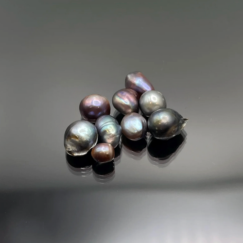 Natural Oyster Pearls (9pcs)  — RAINBOW Color Pearls - HIGH luster- COLLECTIBLES