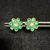Vintage Emerald Flower Earrings 18K Gold | Diamond Center Studs | Screw Back Earrings | May Birthstone