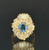 Vintage Sapphire Diamond Ring | Natural Blue Sapphire | 14K Gold Cluster Ring | Baguette & Round Diamonds | September Birthstone
