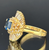 Vintage Sapphire Diamond Ring | Natural Blue Sapphire | 14K Gold Cluster Ring | Baguette & Round Diamonds | September Birthstone