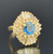 Vintage Sapphire Diamond Ring | Natural Blue Sapphire | 14K Gold Cluster Ring | Baguette & Round Diamonds | September Birthstone