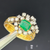 Vintage Emerald Diamond Ring | Natural Emerald Ring | Estate 18K Gold Ring | May Birthstone | Halo Ring