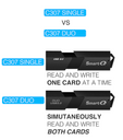 SmartQ C307 Duo SD Card Reader Portable USB 3.0 Flash Memory Card Adapter Hub for SD, Micro SD, SDXC, SDHC, MMC, Micro SDXC, Micro SDHC, UHS-I for Mac, Windows, Linux, Chrome, PC, Laptop, Switch, GoPro