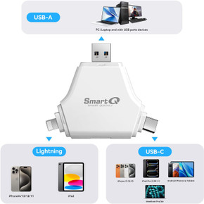 SmartQ 3-in-1 SD & microSD Card Reader (USB-C, Lightning, USB-A) - photo 2