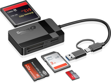 SmartQ C368 Pro Card Reader, USB-C + USB-A (SD, microSD, CF, MS) - photo 1