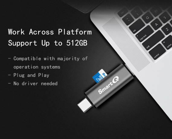 SmartQ C350 Type-C USB and Micro-USB Memory Card Reader