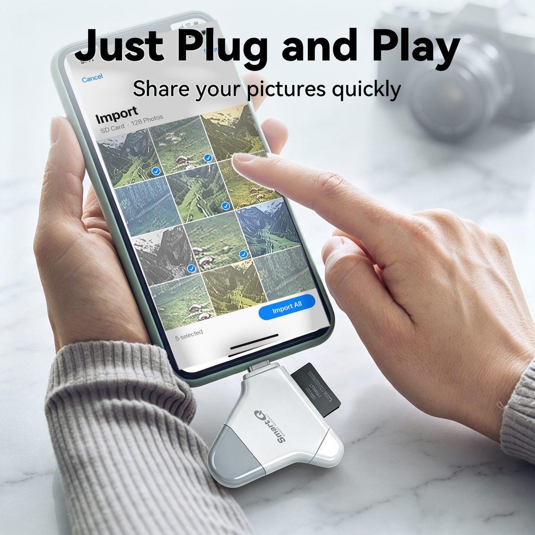 Just plug and play: import photos from an SD card to your iPhone with the SmartQ 3-in-1 reader