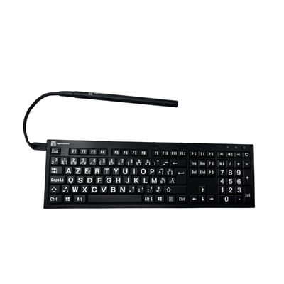 LOGICKEYBOARD Clavier avec lettres noires sur touches jaunes. Avec lampe USB. AZERTY.
