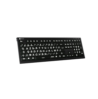 LOGICKEYBOARD Astra PC 2 Clavier avec lettres blanches sur fond noir, touches rétroéclairées et port USB 3.0