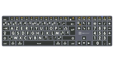 LOGICKEYBOARD TITAN Clavier à grand caractères avec lettres blanches sur fond noir, touches rétroéclairées AZERTY Apple