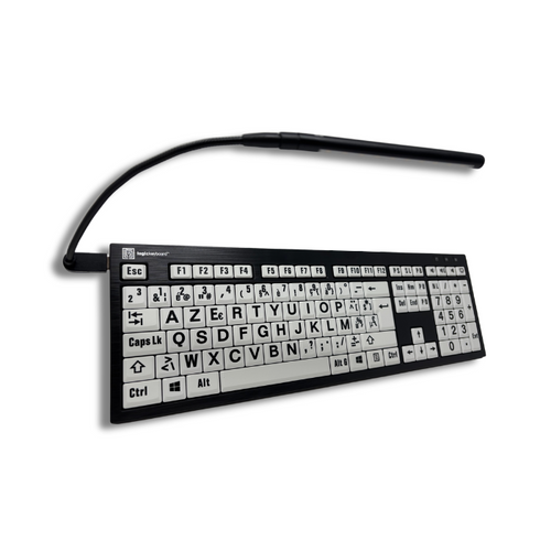 Geemarc Alphanumeric keyboard with cable and large black characters on large white keys - High contrast for visually impaired - Compatible with Windows XP, Vista, 7, 8, 10 - QWERTZ Geemarc Alphanumeric keyboard with cable and large black characters on large white keys - High contrast for visually impaired - Compatible with Windows XP, Vista, 7, 8, 10 - QWERTZ