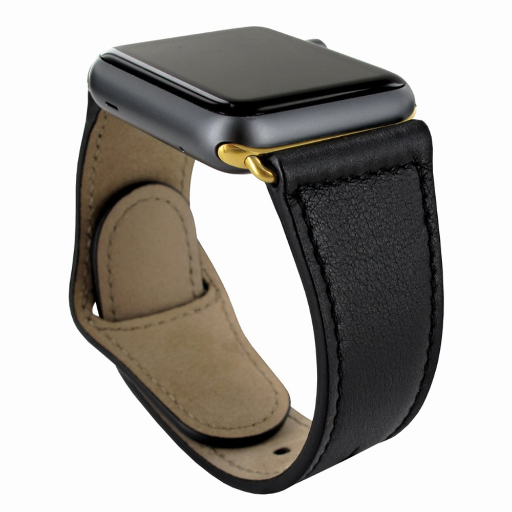 Piel Frama Apple Watch 38 mm Leather Strap - Black / Gold Adapter