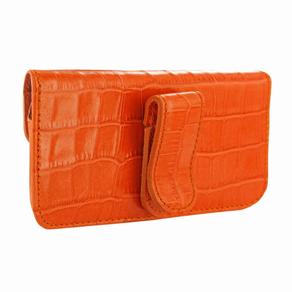 Piel Frama iPhone 6 Plus / 6S Plus / 7 Plus / 8 Plus Horizontal Pouch Leather Case - Orange Cowskin-Crocodile
