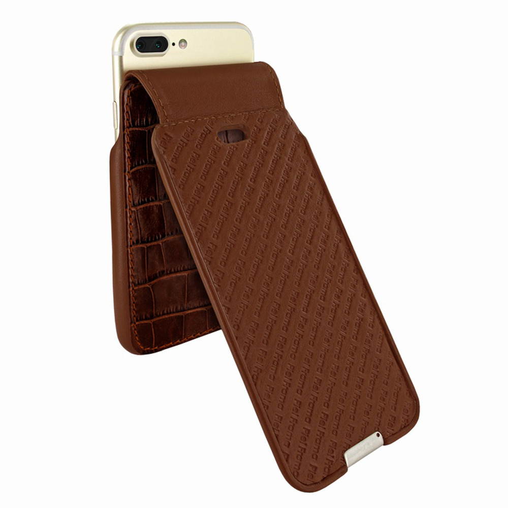 Piel Frama iPhone 6 Plus / 6S Plus / 7 Plus / 8 Plus UltraSliMagnum Leather Case - Brown Cowskin-Crocodile