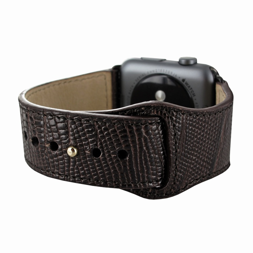 Piel Frama Apple Watch 38 mm Leather Strap - Brown Cowskin-Lizard / Black Adapter