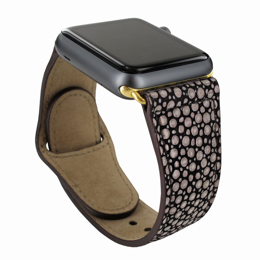 Piel Frama Apple Watch 38 mm Leather Strap - Brown Cowskin-Stingray / Gold Adapter