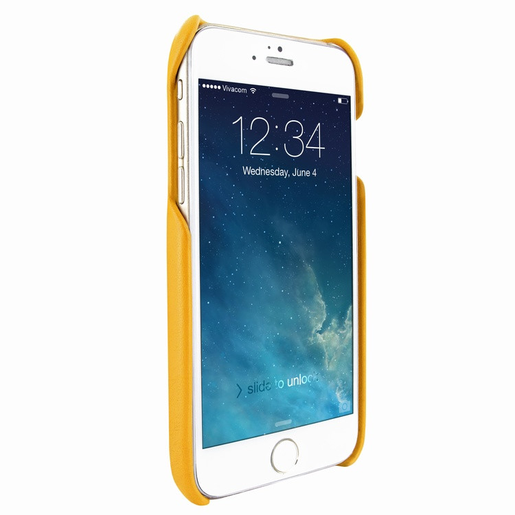 Piel Frama iPhone 7 / 8 FramaSlimGrip Leather Case - Yellow Cowskin-Crocodile