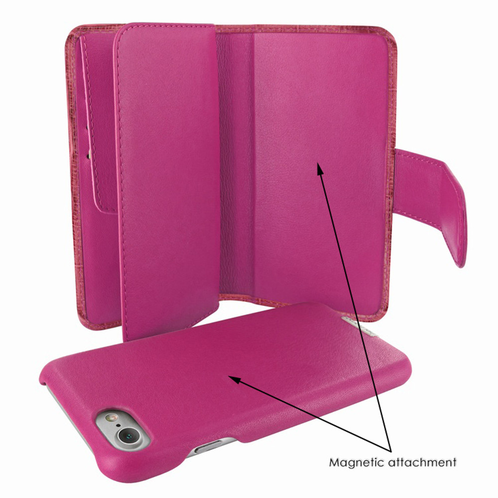 Piel Frama iPhone 7 / 8 WalletMagnum Leather Case - Fuchsia Cowskin-Crocodile