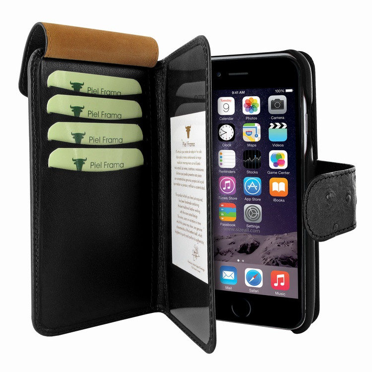 Piel Frama iPhone 7 / 8 WalletMagnum Leather Case -Black Cowskin-Ostrich