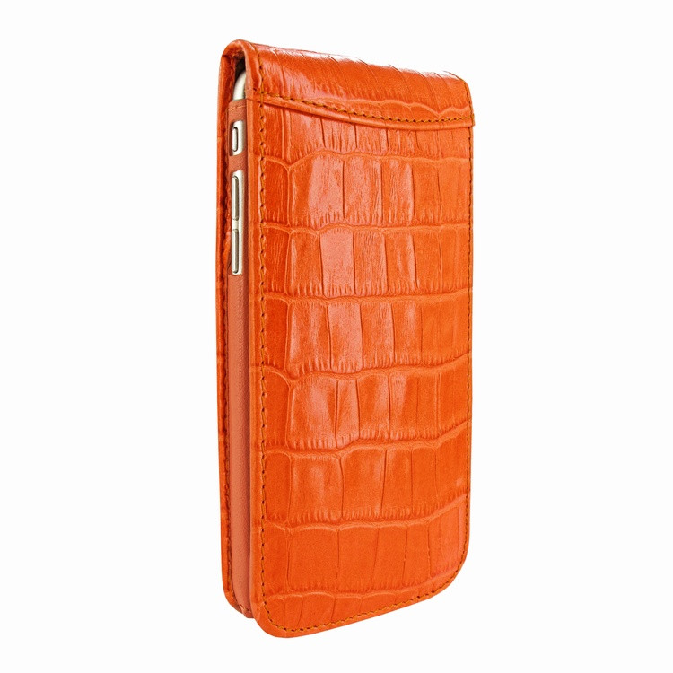 Piel Frama iPhone 7 Plus / 8 Plus Classic Magnetic Leather Case - Orange Cowskin-Crocodile